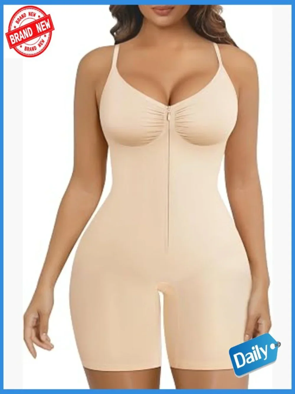 Tummy Control Shapewear Bodysuit Seamless Zip-Up Body Shaper